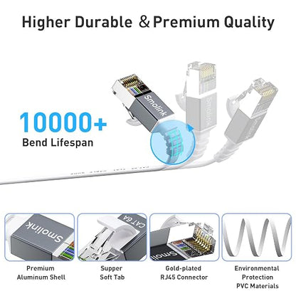 Cat 6a Ethernet Cable 25 Ft, Durable Flat Internet Network LAN Cable - Image 4