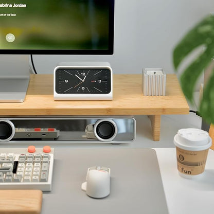 Bamboo Dual Monitor Stand Riser Natural, 2-Tier Desk Monitor Riser - Image 5