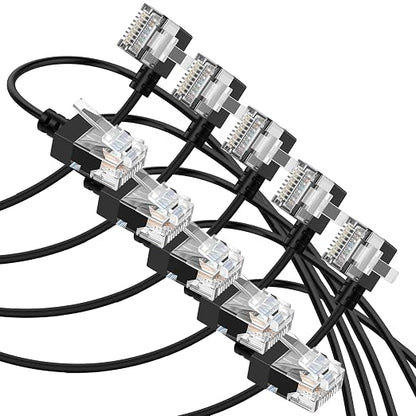 Cat6A Ethernet Cable 90 Degree Left Angled 3.3FT 5 Pack, Flexible Slim & Ultra by Thzzhnno