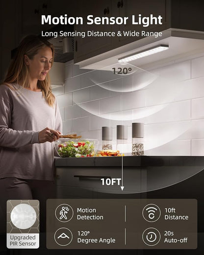 EZVALO 6-Pack Under Cabinet Lighting, 2000mAh Rechargeable Wireless Motion - Image 2