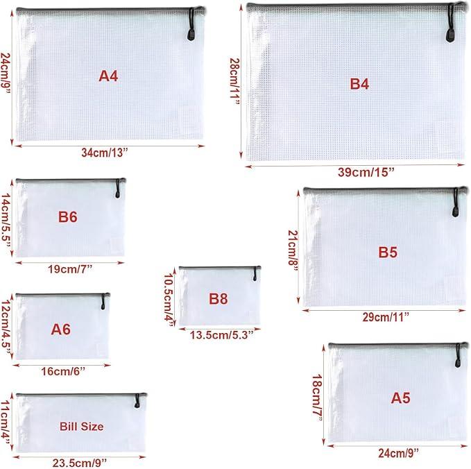 Plastic Mesh Zipper Pouch Document Folders Bag Zip File Bags - Image 2