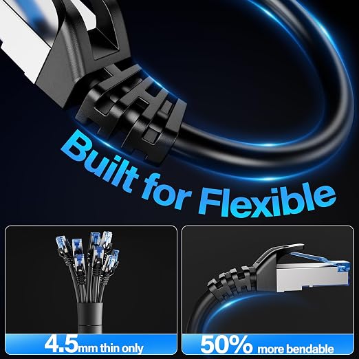 Cat6A Ethernet Cable Shielded 10Gbps 200 ft, Slim Shielded Ethernet Cable Cat 6 - Image 4