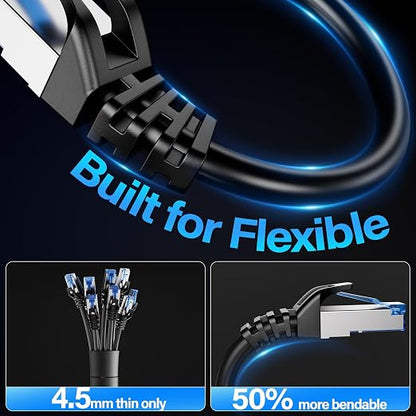 Cat6A Ethernet Cable Shielded 10Gbps 200 ft, Slim Shielded Ethernet Cable Cat 6 - Image 4