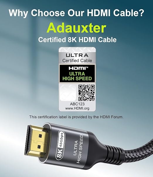 Certified 10K 8K HDMI 2.1 Cable 20 FT, 48Gbps Ultra High Speed HDMI Cable - Image 2