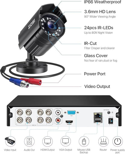 ZOSI 8CH 3K Lite Home Security Camera System Outdoor Indoor, AI Human/Vehicle - Image 8