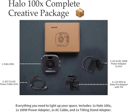 Amaran Halo 100x Bi-Color LED Monolight, 100W 2, 700 to 6, 500K Continuous - Image 6