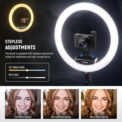 NEEWER 18 inch Ring Light with Tripod Stand and Phone Holder, Ultra Thin Video - Image 4