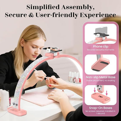 LIONVISON Half Moon Light for Nail Tech: 31 inch Lash LED Lamp - 48W Foldable - Image 7