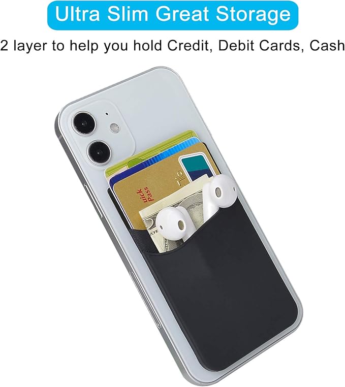 SS Phone Wallet Stick On, Adhesive Phone Card Holder Credit Card Stick on - Image 3
