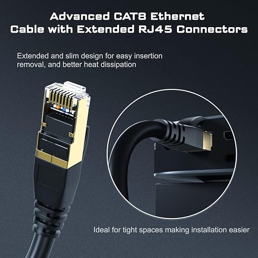 DbillionDa Cat 8 Ethernet Cable 40Gbps 2000MHz, 6FT Supports Cat7 Cat6 Cat5e - Image 4