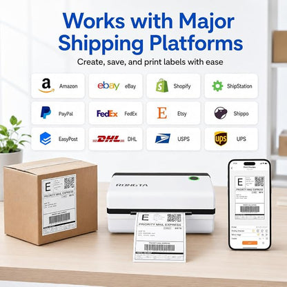 Rongta Bluetooth Thermal Shipping Label Printer, Wireless 4x6 Shipping Label - Image 4