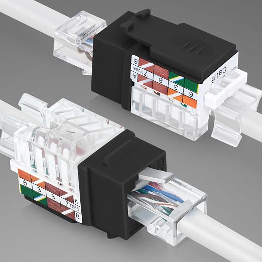 Everest 45° Angled RJ45 Cat6A Keystone Jacks 50-Pack in Black - Image 8