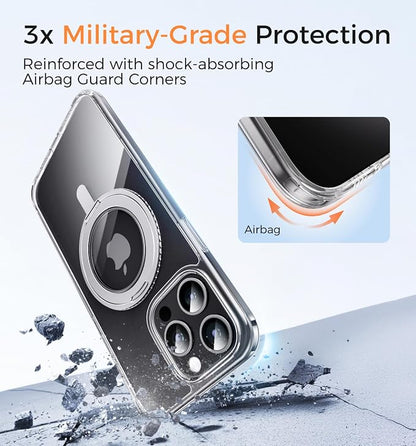 MAGIC JOHN for iPhone 15 Pro Max Case 360° Rotatable Magnetic Invisible Stand - Image 4