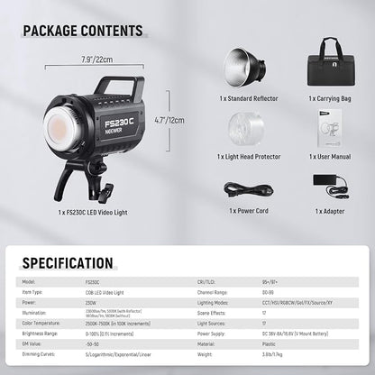 NEEWER 230W High Power RGB LED Video Light, APP/2.4G Control, 2500K-7500K - Image 9