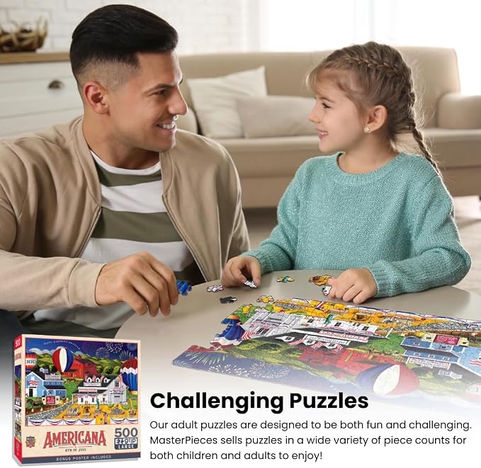 Masterpieces - 500 Piece Jigsaw Puzzle, Large EZ Grip Shapes, 4th of July - Image 4