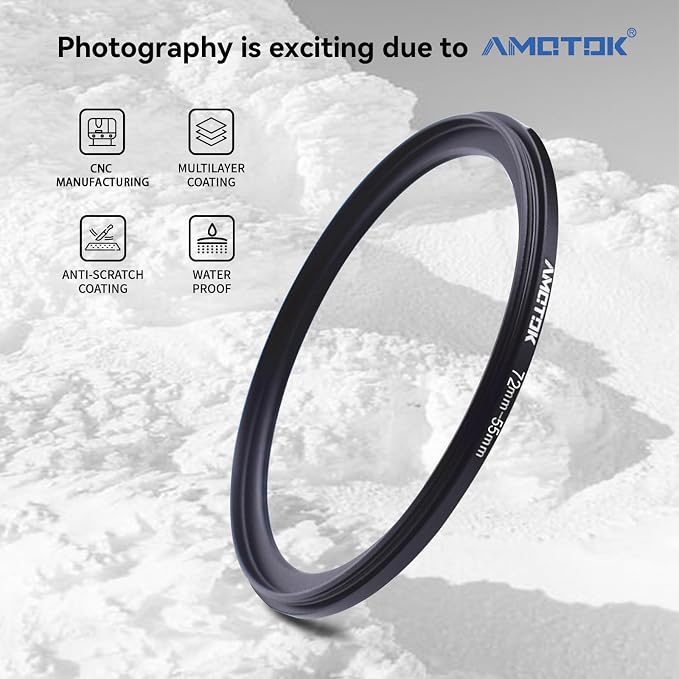 72mm Lens to 55mm Camera Lens Adapter, 72mm-55mm Filter Step-Down Ring - Image 2
