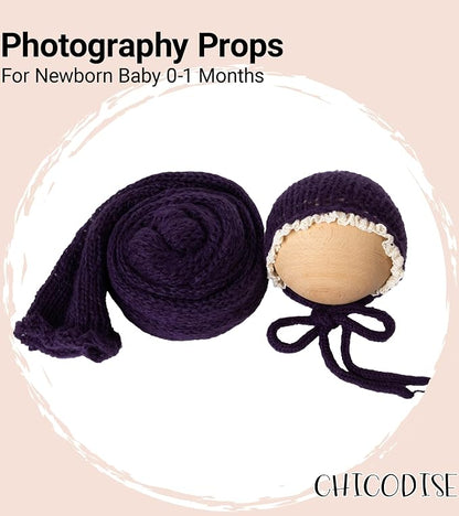 Newborn Photography Props Wraps & Ruffle Edge Bonnet - Image 4