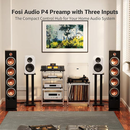 Fosi Audio P4 Mini Preamp with 3 RCA Inputs, Home Audio Stereo Pre amp - Image 2