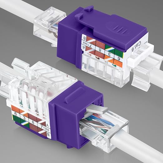 Everest 45° Angled RJ45 Cat6 Keystone Jacks 50-Pack in Purple - Image 8