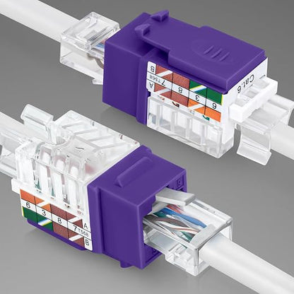 Everest 45° Angled RJ45 Cat6A Keystone Jacks 10-Pack in Purple - Image 8