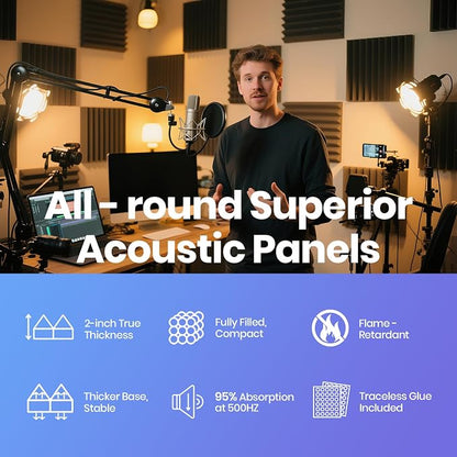Focusound Black White Acoustic Panels 50 Pack 2"x12"x12" - Image 6
