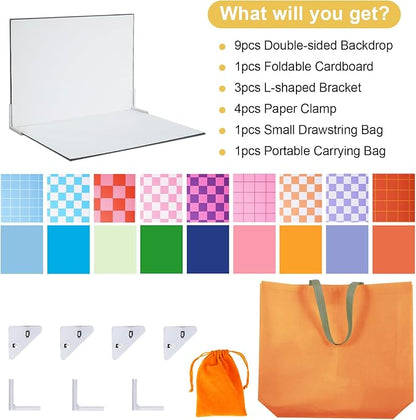 Meking 9Pcs 18Patterns Product Photography Backdrops Kit Photo Backdrop Boards - Image 8