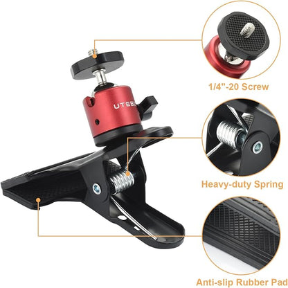 UTEBIT Camera Clamp Mount Tripod Camera Clip 360 Degree Swivel Webcam Mount - Image 2