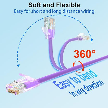 Cat 6 Patch Cables 1 feet, Slim Cat6a Ethernet Patch Cable 10Gbps 550Mhz - Image 4