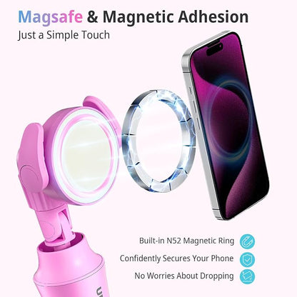 UBeesize Pink 62'' Magnetic Selfie Stick & Phone Tripod - Image 3