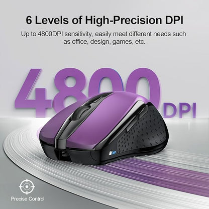 TECKNET Wireless Mouse Rechargeable 4800 DPI Silent USB A & Bluetooth Mouse 6 - Image 5