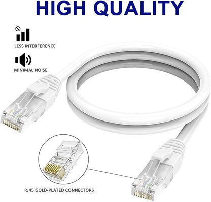 Adoreen Cat 6 Ethernet Cable 35 Ft-White, Outdoor & Indoor Snagless Long Round - Image 3