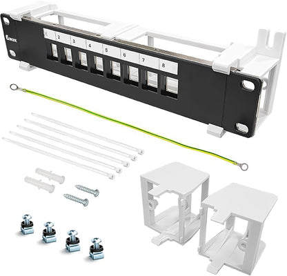 8 Port Blank Keystone Patch Panel Wall Mount 10inch by Enmane
