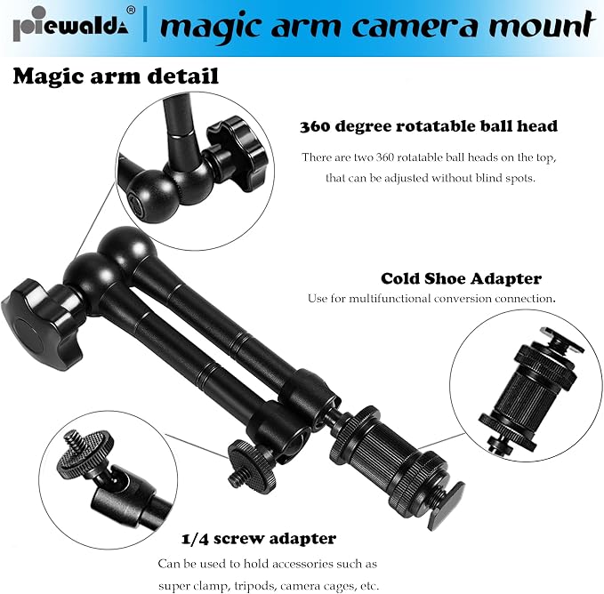 Magic arm Camera Mount ，articulating arm- 11 Inch Metal Adjustable Friction - Image 2