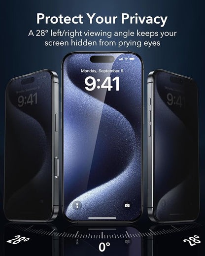 ESR 3 Pack for iPhone 15 Pro Privacy Screen Protector, Anti-spy Tempered-Glass - Image 3