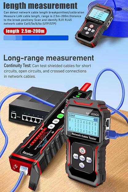 NF-859GS Network Cable Tester POE RJ45 RJ11 CAT5 CAT6 Supports Audio - Image 3