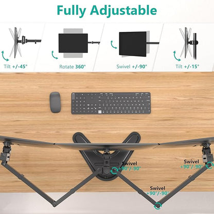 WALI Free Standing Triple Monitor Mount, Heavy Duty Triple Monitors Stand - Image 5