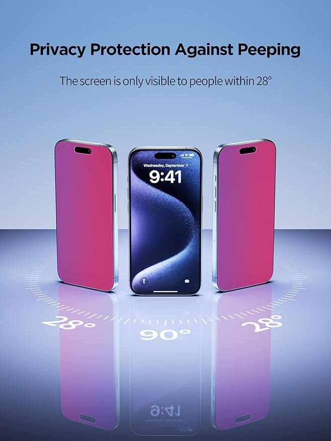 Compatible for iPhone 15 Plus Privacy Screen Protector Tempered Glass 6.7 Inch - Image 3