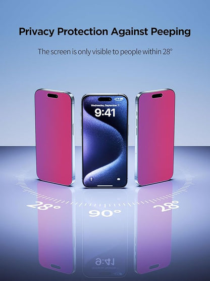 Compatible for iPhone 15 Pro Max Privacy Screen Protector Tempered Glass 6.7 - Image 3