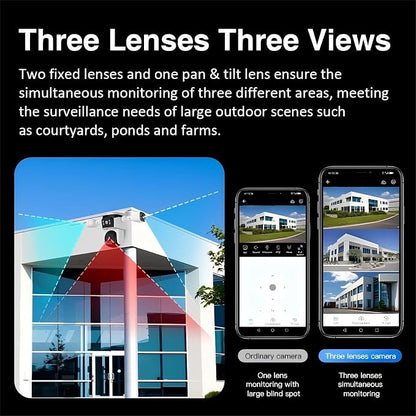 EVERSECU Triple Lens WiFi PTZ Security Camera, Three Cameras in One, Side - Image 6