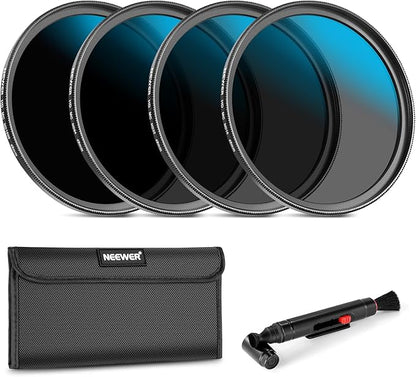 Neewer 49mm ND Lens Filter Set, ND16/ND32/ND64/ND1000, Lens Cleaning Pen by Neewer