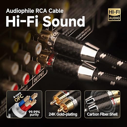 TODN RCA Cables Audiophile Male to Male Stereo Shielded HiFi OFC Car Audio RCA - Image 4