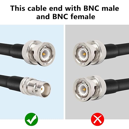 MOOKEERF BNC Male to BNC Female Coaxial Cable 50 ohm RG8X Coax Ultra Low Loss - Image 2