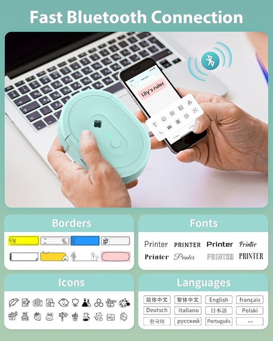 Label Maker Machine with Tape, N12 Portable Bluetooth Label Printer, Wireless - Image 2