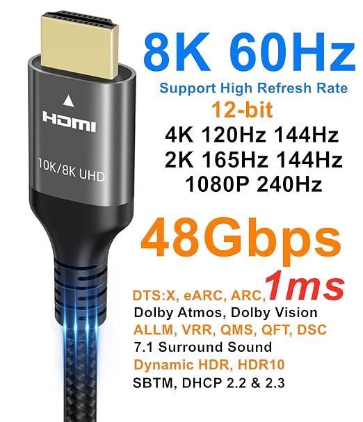 10K 8K 4K HDMI Cable 48Gbps 25 FT, Certified Ultra High Speed HDMI® Cable 4K - Image 3