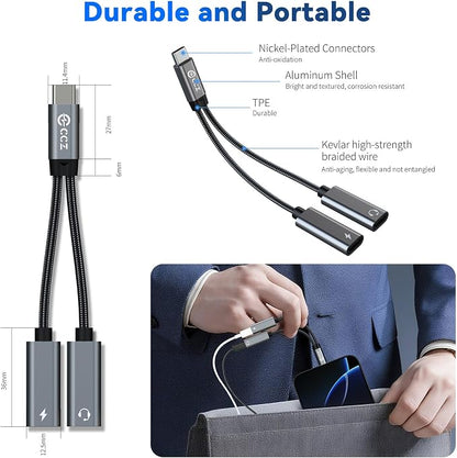 2PCS USB C Headphone Splitter, CCZ CA01 USB C to Type C Headphone Jack and - Image 9