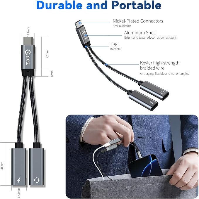 5PCS USB C Headphone Splitter, CCZ CA01 USB C to Type C Headphone Jack and - Image 9