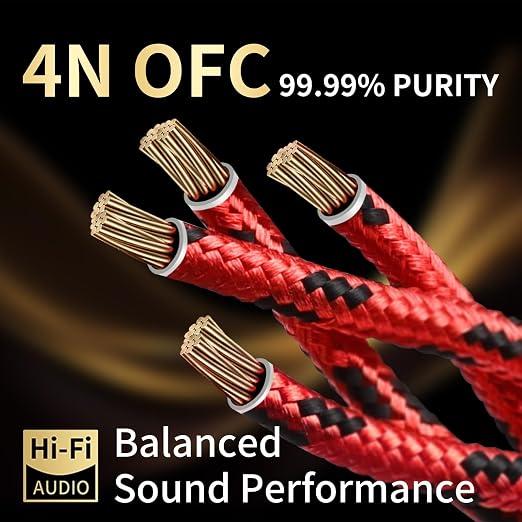 10 AWG Audiophile HiFi Speaker Audio Cable–4N OFC Core, 24K Gold-Plated Banana - Image 2