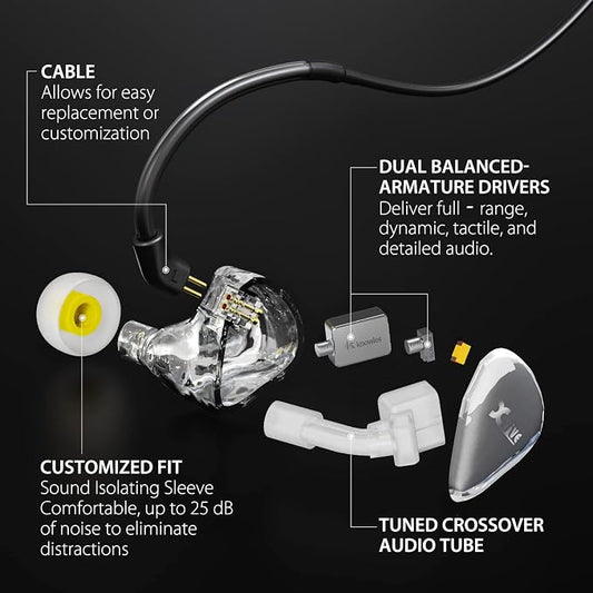 Xvive T9 in-Ear Monitor Headphones Dual Knowles BA Drivers IEM - Image 2