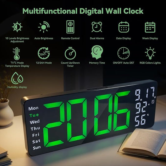 Digital Wall Clock Large Display, 17.3" Digital Clock - Image 2