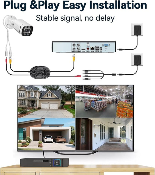Wired Security Camera System Outdoor, 4 Channel 5MP Lite AHD TVI DVR Recorder - Image 2